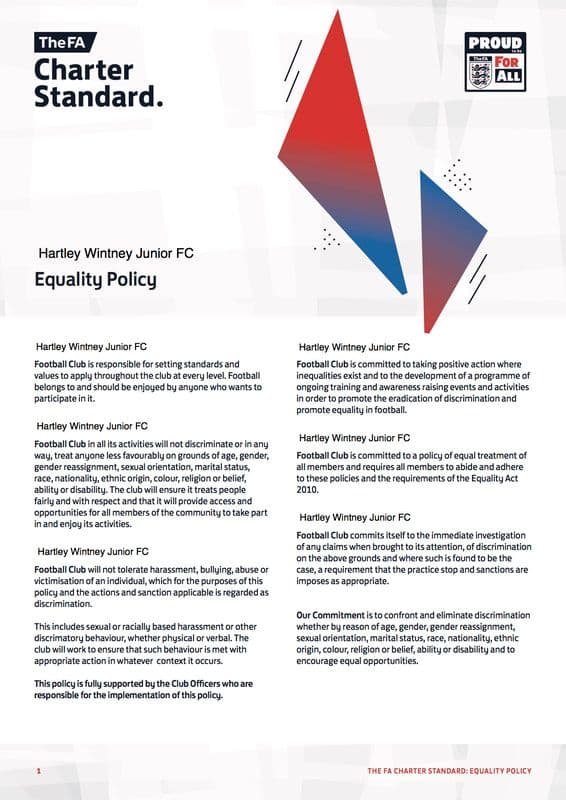 The FA Charter Standard - Equality Policy